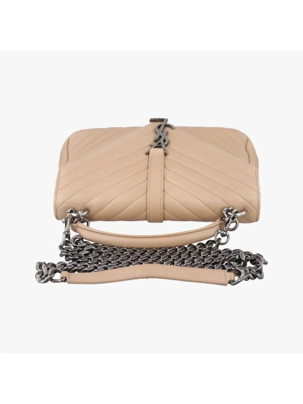 Saint Laurent Carre Beige Leather Shoulder Bag